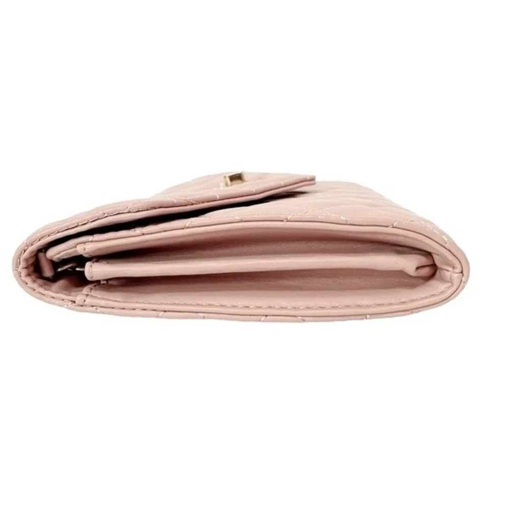 NWT Badgley Mischka Vegan Leather Purse Diamond Quilted Blush Pink Crossbody Bag